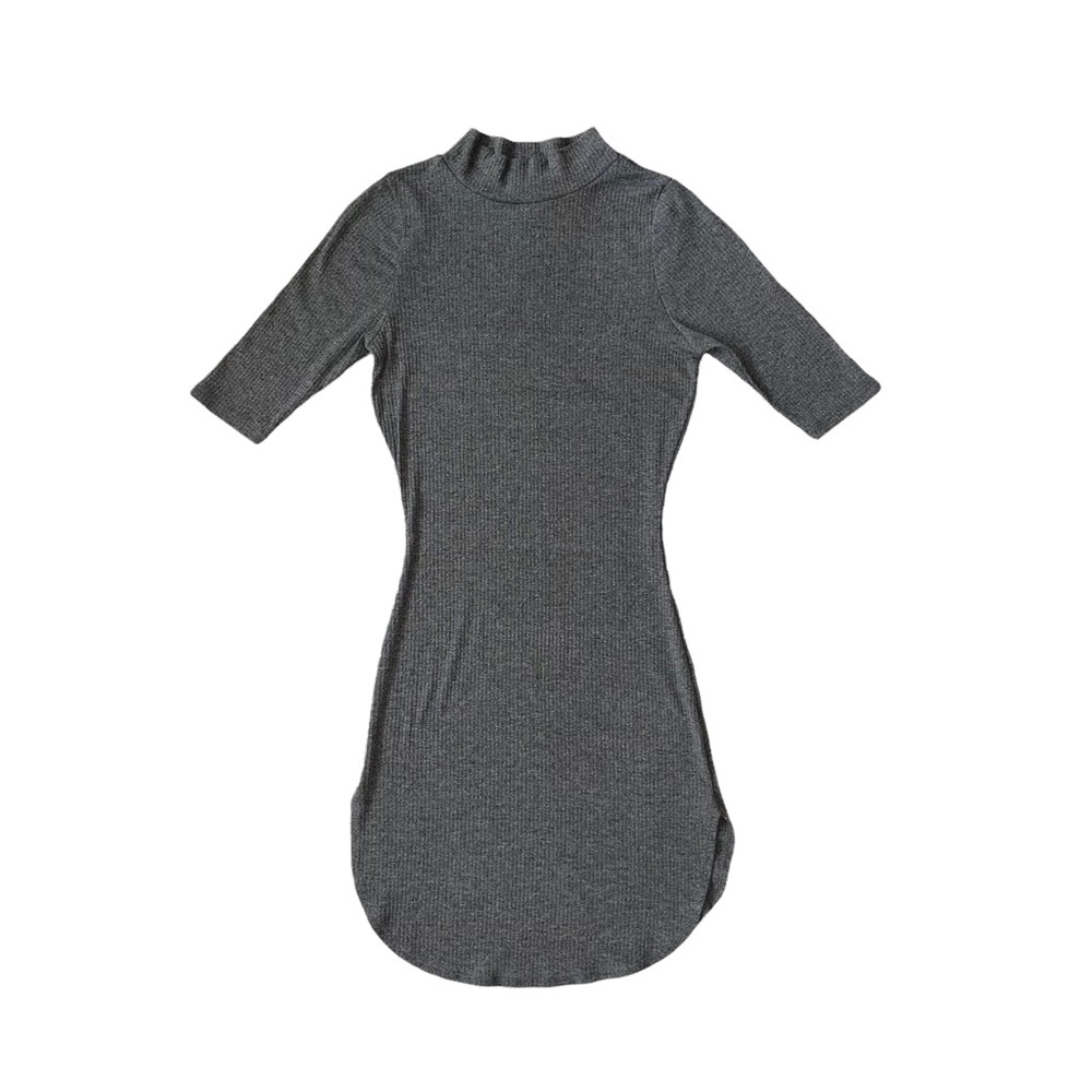 Topia grey half sleeve mini dress with mock neck